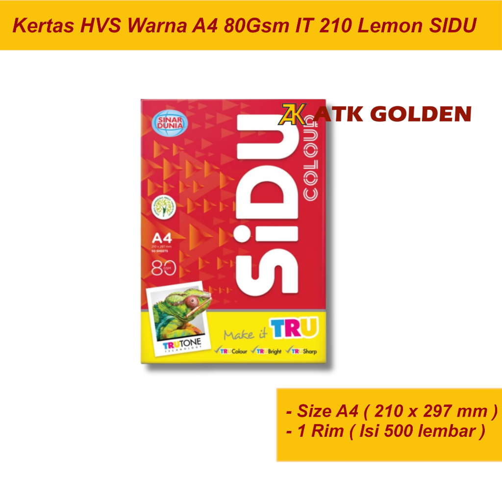 Kertas Warna A4 80gr IT 210 Lemon