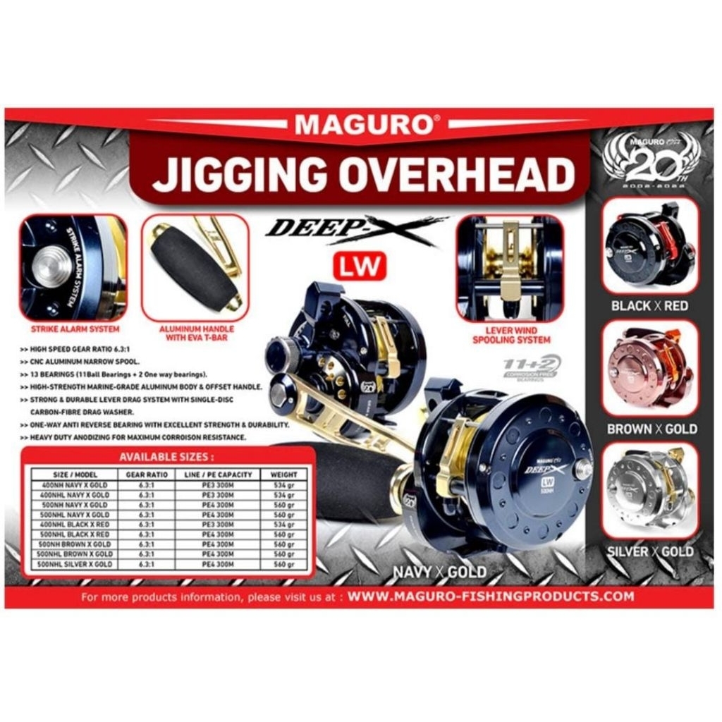 reel maguro overhead deep x ukuran 500 nh lw atau nhl right hand jigging