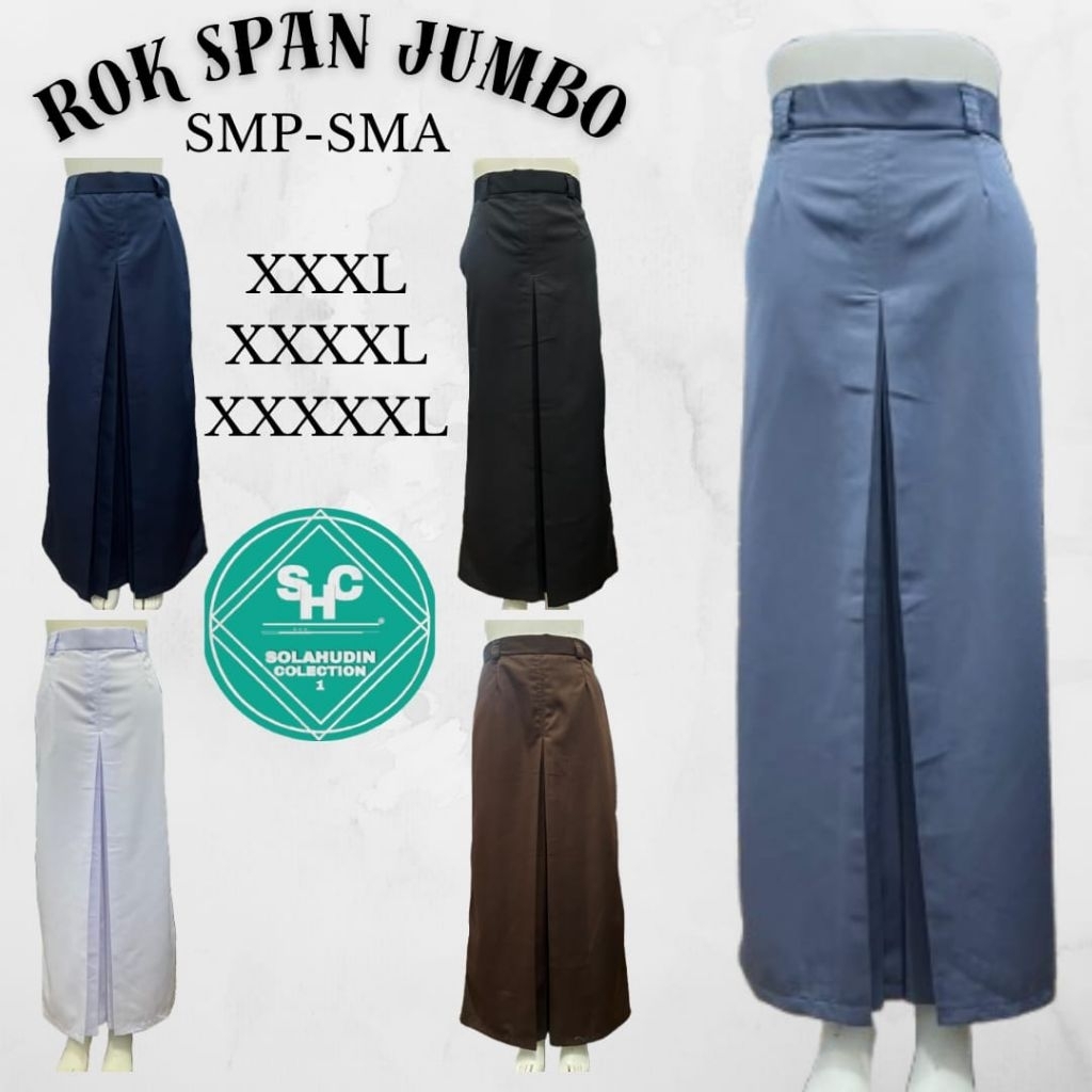 ROK SPAN BELAH 1 JUMBO SEKOLAH SMP-SMA / ROK SPAN PANJANG KAIN TWIST LICIN LEMBUT MENGKILAP