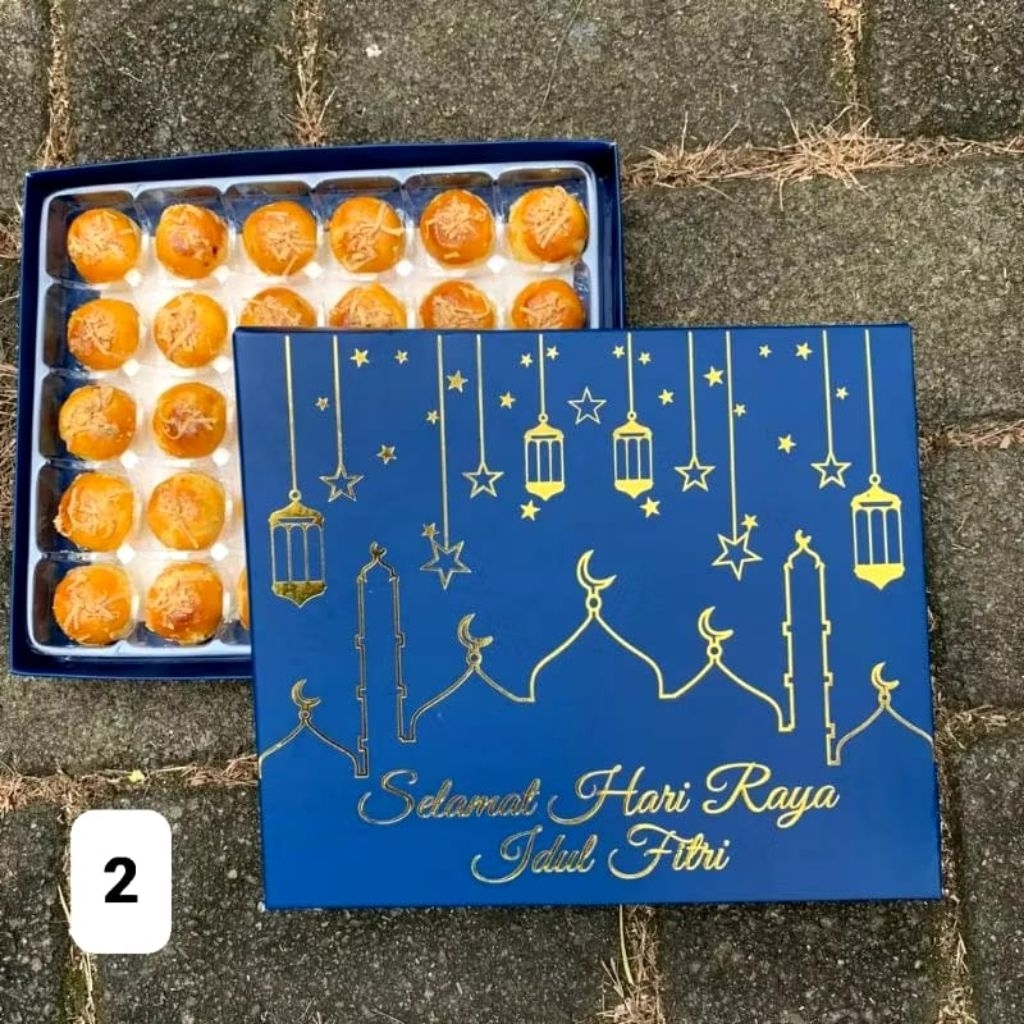 BOX LEBARAN IDUL FITRI NASTAR, KUE KERING, LAPIS LEGIT - BIRU MASJID