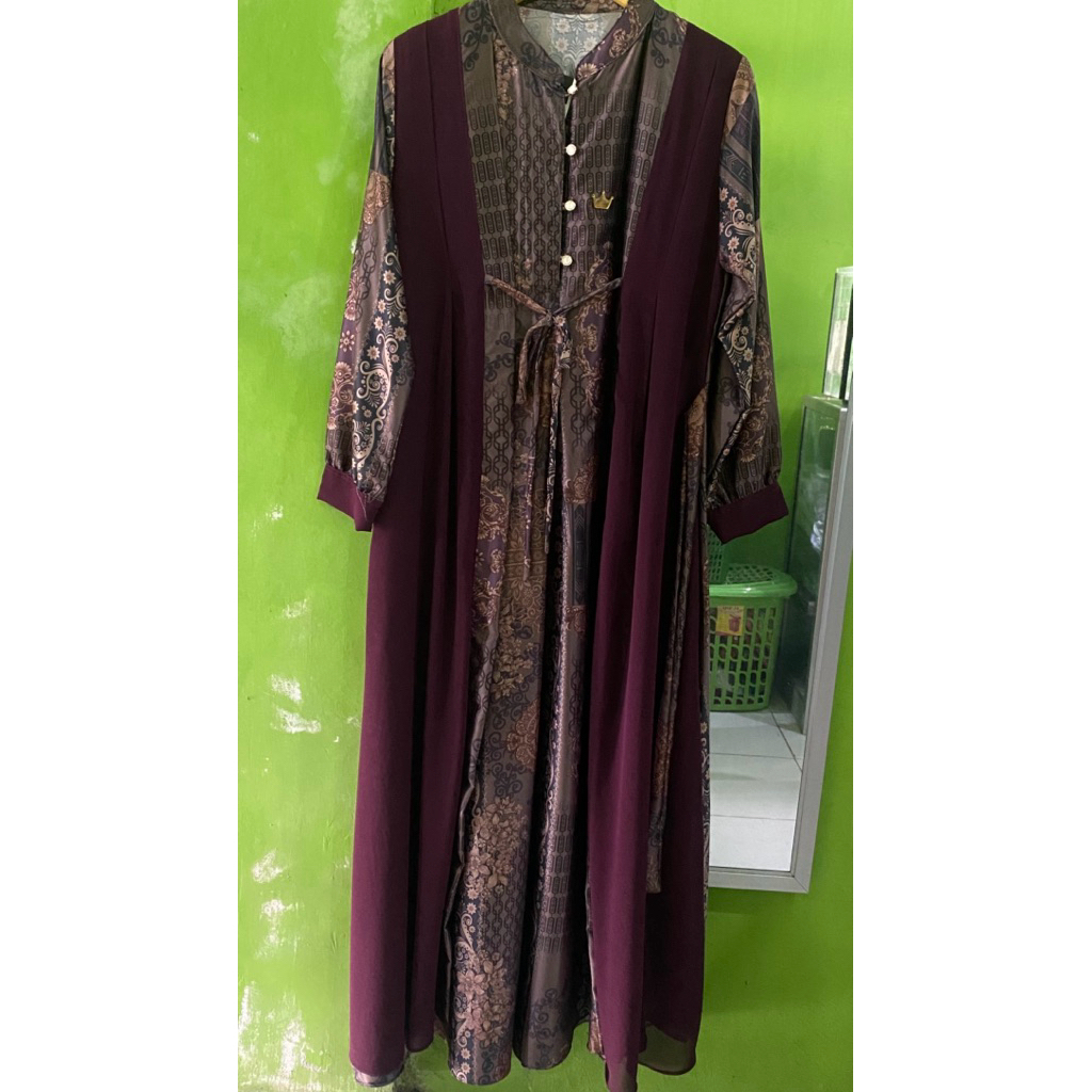 Gamis Semi Abaya warna maroon