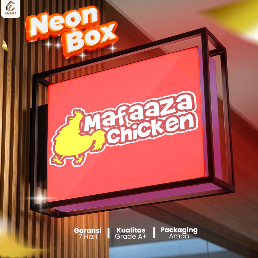 Neon Box Custom LED Outdoor Indoor Murah – Lampu LED Acrylic Outdoor Tahan Hujan
