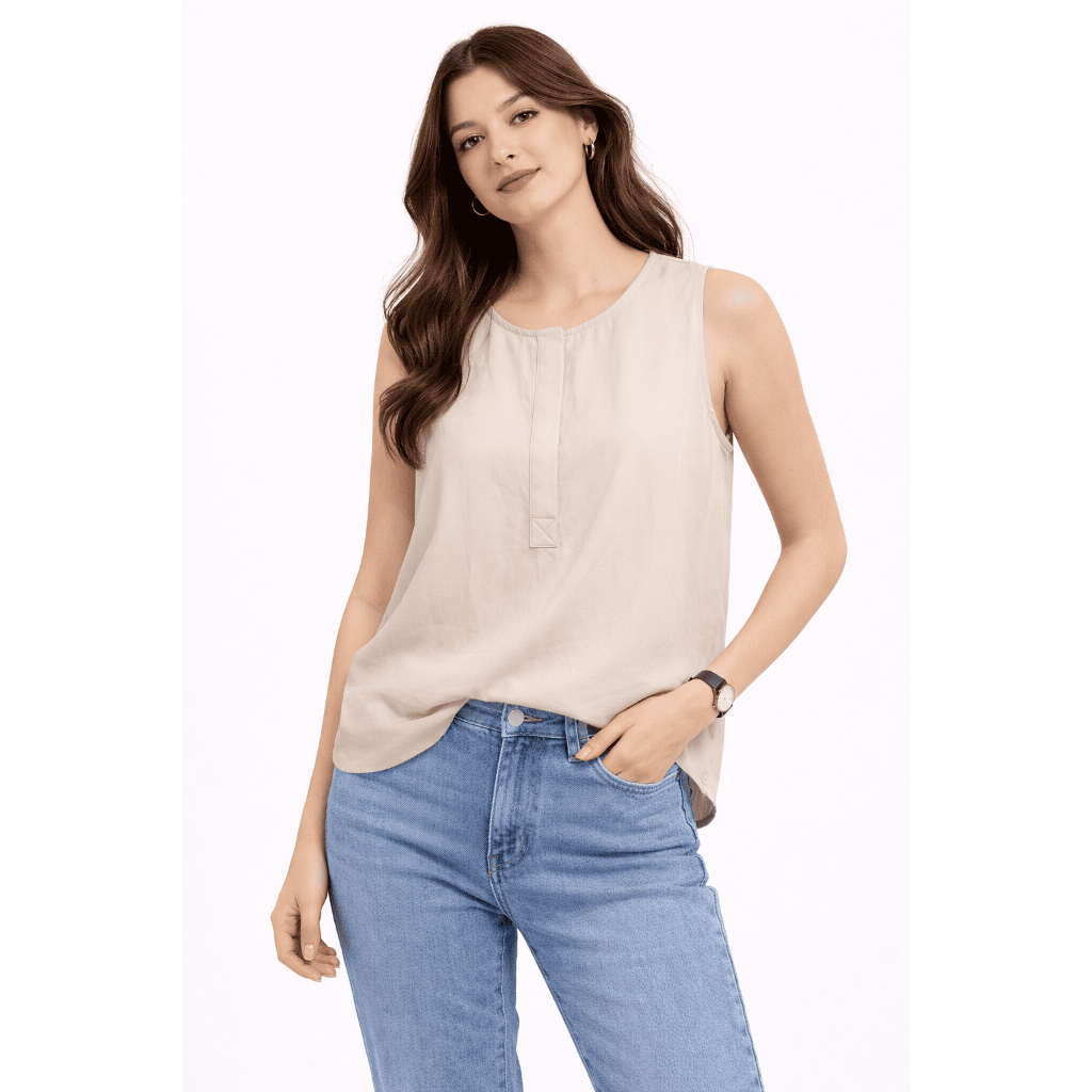 violet+claire blouse sleeveless cream ivory vlus tanpa lengan branded wanita