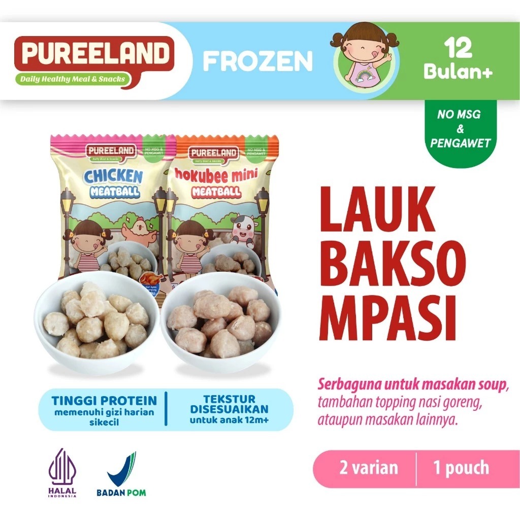 PUREELAND FROZEN MEATBALL BAKSO AYAM SAPI BAKSO GORENG CILOK MINI MEATBALL MPASI ANAK