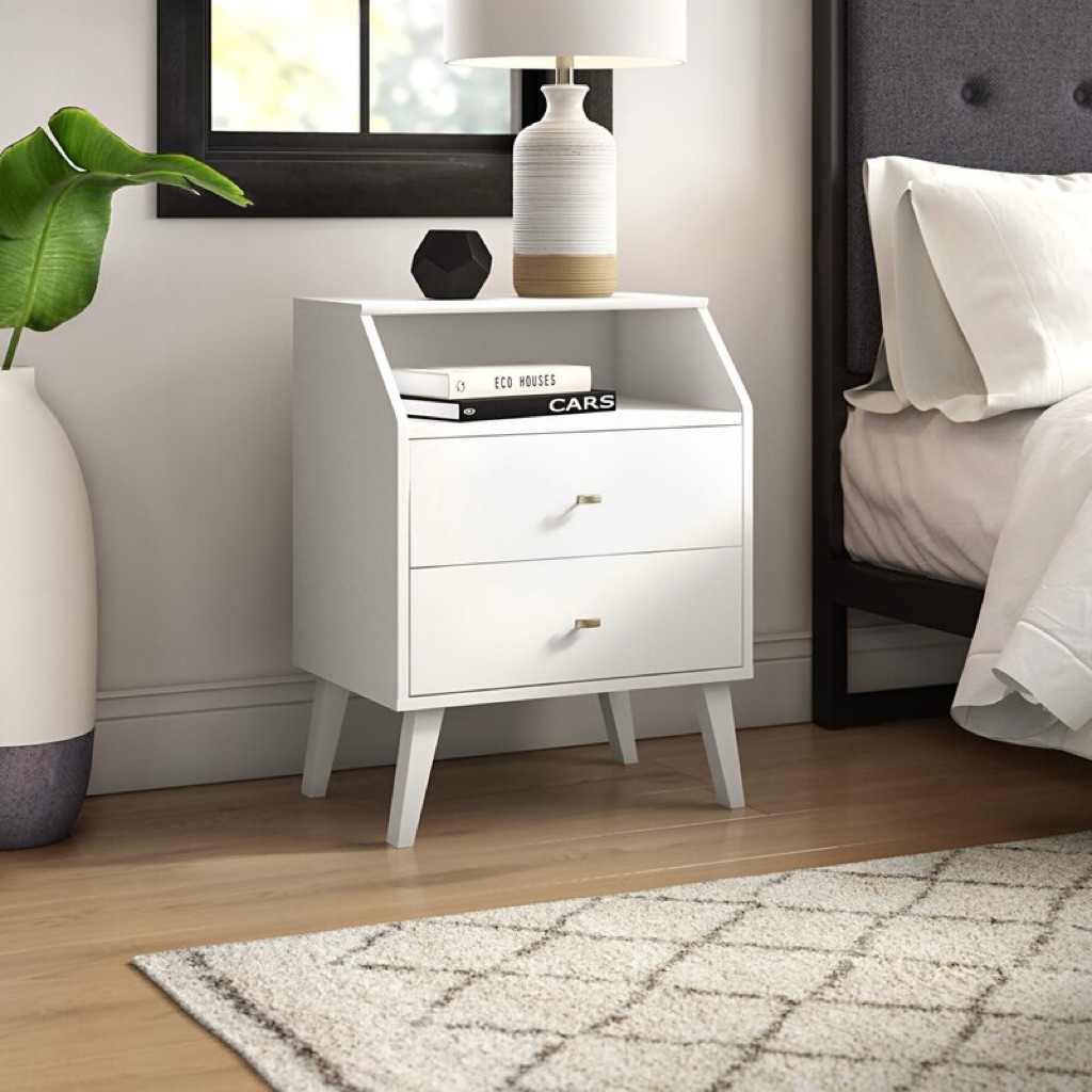 Nakas Terbaru Kayu Jati Finishing Duco Putih Bed Side Table Minimalis