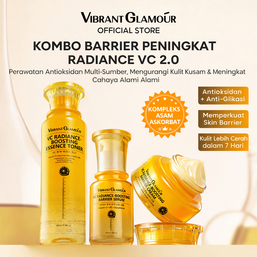 VIBRANT GLAMOR [BPOM] Set Pemutih Vitamin C 3PCS Toner Esensi Wajah + Serum + Krim Memudarkan Bintik