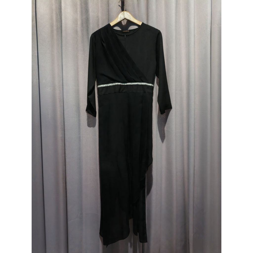 (Pre-loved) One Set Raya Fitri Adha Hitam Ceruty Kondangan Busui Friendly