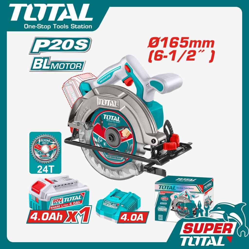 TOTAL Gergaji bundar tanpa kabel/Cordless circular saw TSLI16523