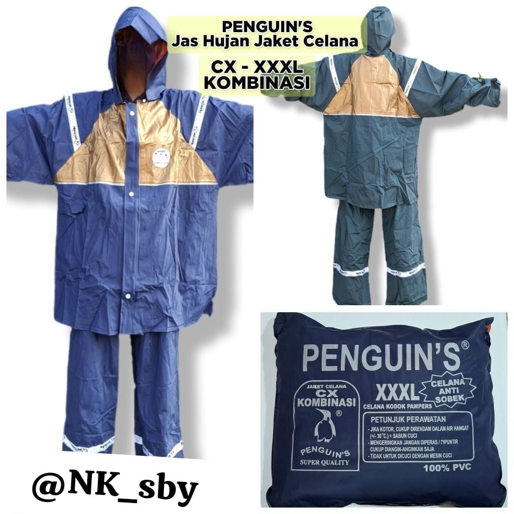 (CX - 7 / XXXL KOMBINASI PENGUIN'S) Jas Hujan Jaket Celana CX-7 / XXXL Kombinasi Penguins| Jas Hujan