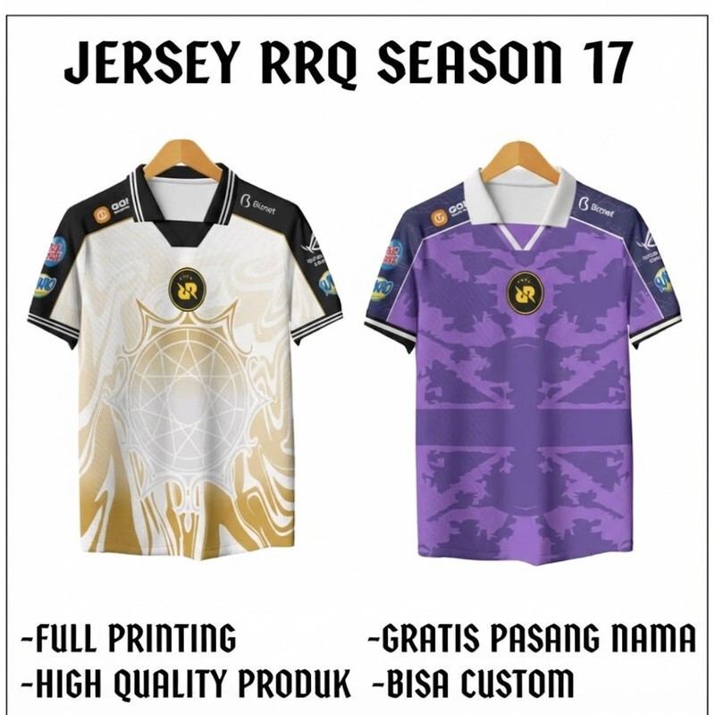JERSEY RRQ S17 TERBARU - FREE NICKNAME DAN NO PUNGGUNG - FULL PRINTING SUBLIMATION