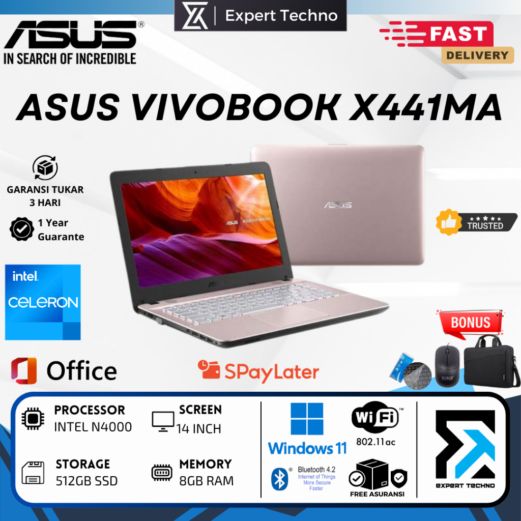 LAPTOP ASUS X441MA INTEL CELERON N4000 - RAM 8GB - SSD 512GB - WINDOWS 10