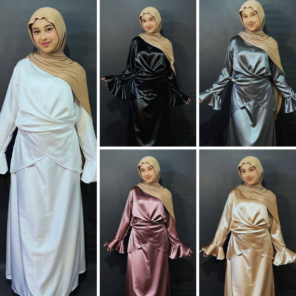 [VELLECIAL] Gamis Silk Satin Premium - Dress Muslim Wanita Modern Silk Glossy