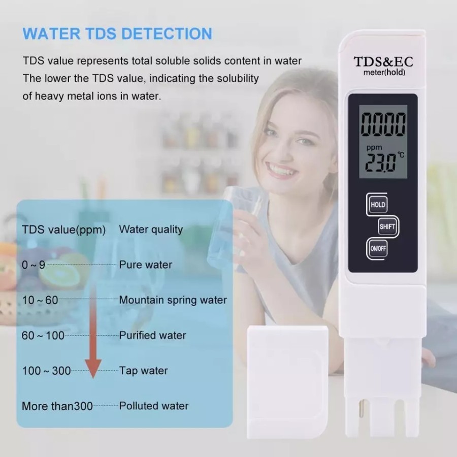 MH - TDS Meter 3in1 TDS/EC/Temperatur Alat Ukur Kadar Air Hidroponik TDS EC