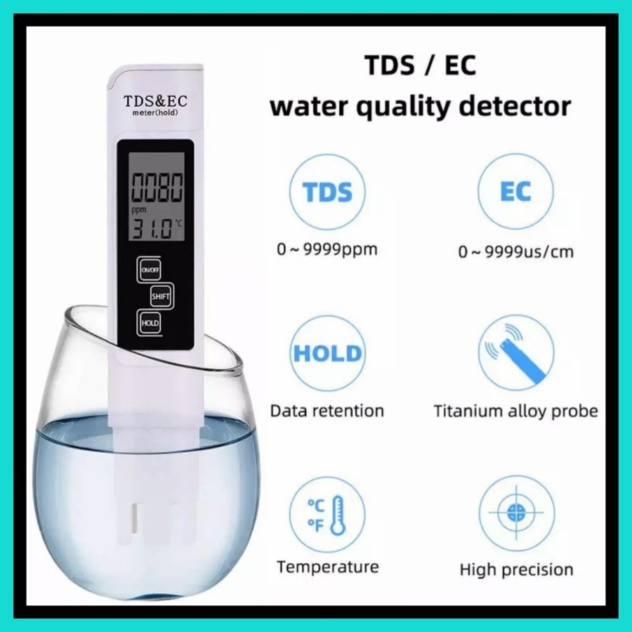 MH - TDS Meter 3in1 TDS/EC/Temperatur Alat Ukur Kadar Air Hidroponik TDS EC