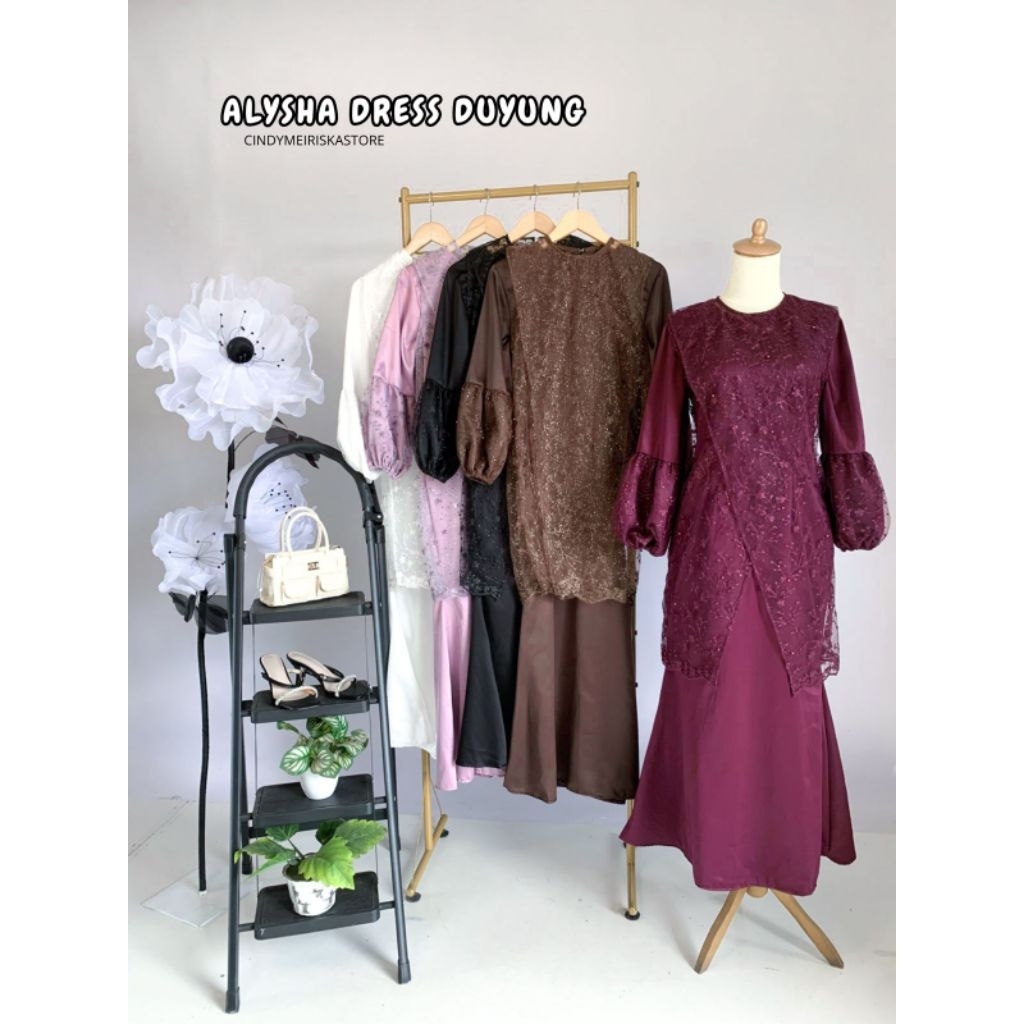 Alysha dress duyung dress lebaran wanita kece dress satin duyung wanita