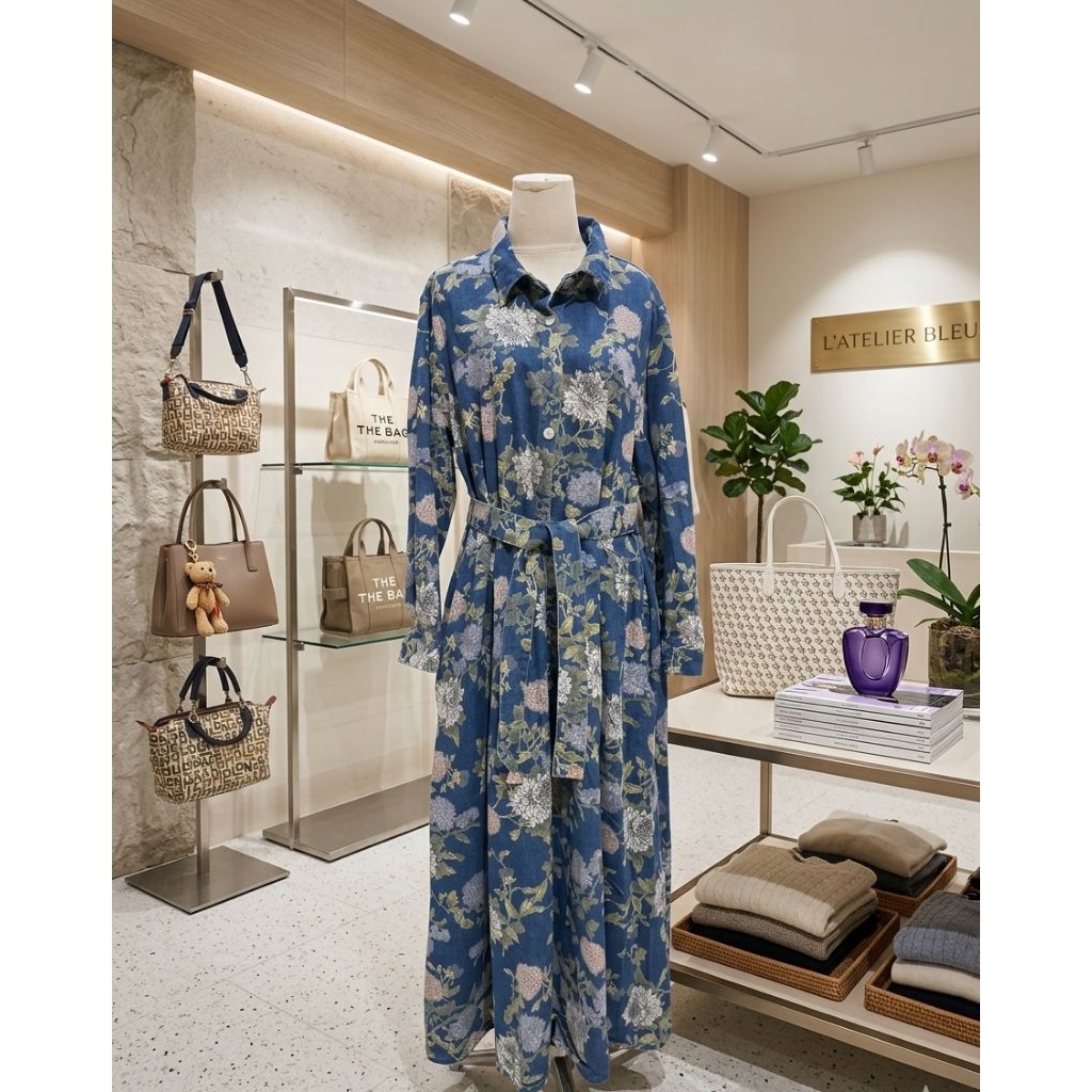 Real pic ORIGINAL dan TERMURAH Dress jeans PREMIUM IMPORT / Gamis Jeans PREMIUM Butik / Maxi Dress J