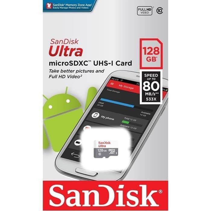 MH- Memory Micro SD 128 / 256 GB Class 10 100mbps Ultra A1 - Memory Card SANDISK