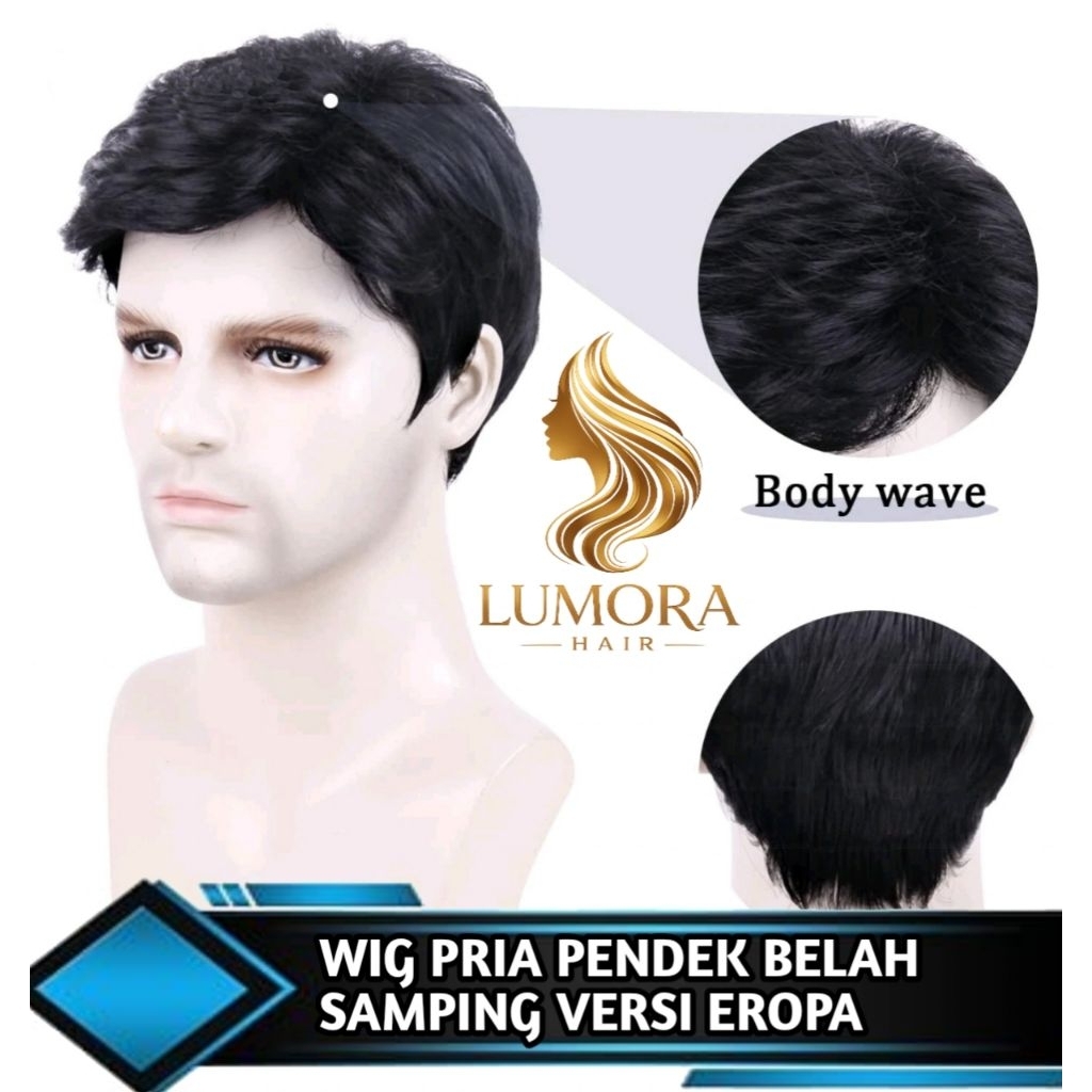 Wig Pria Pendek Model Kantoran Belah Samping