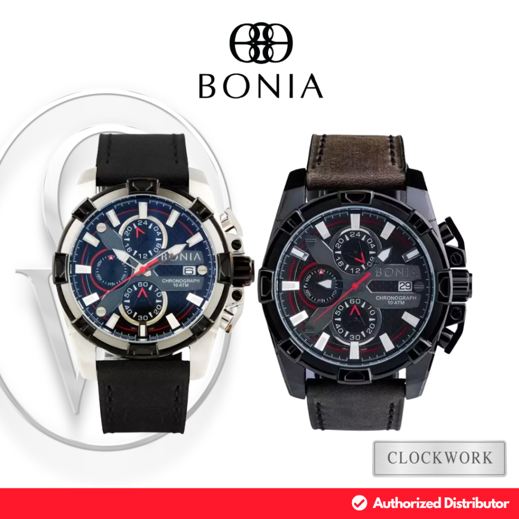 Jam Tangan Pria Bonia Chronograph BNB10221 Kulit Sporty Casual