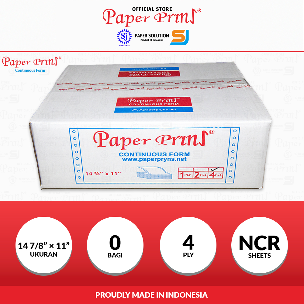 Paperpryns Kertas Continuous Form 4PLY NCR 14 7/8 × 11
