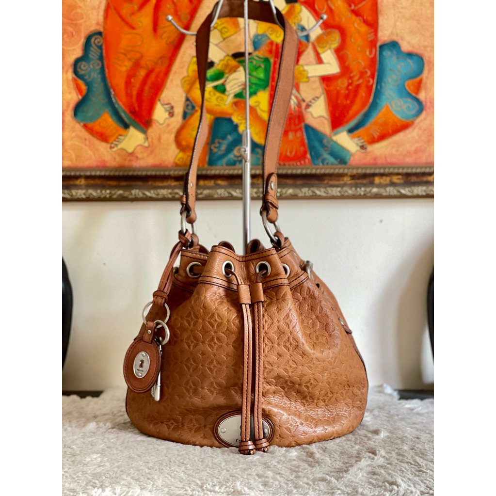 F075 - TAS SERUT EMBOSSED OCIL RARE WARNA COKLAT