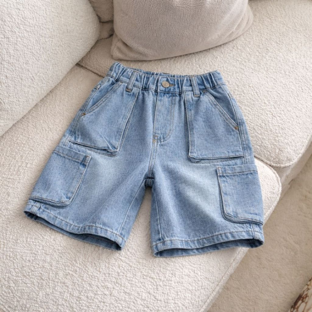 CELANA PENDEK JEANS ANAK PREMIUM - JIRO CARGO DENIM - Bawahan Celana Pendek Anak Perempuaan Cewek