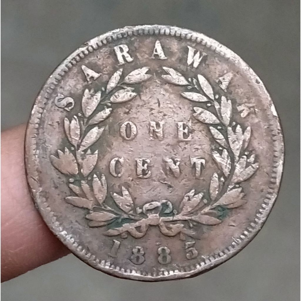Koin Kuno Sarawak 1 Cent tahun 1885 Rajah Brooke