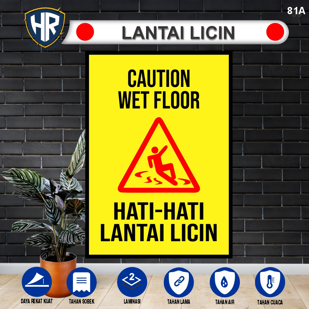 Sticker Awas Lantai Licin | Stiker Peringatan Safety Tahan Air