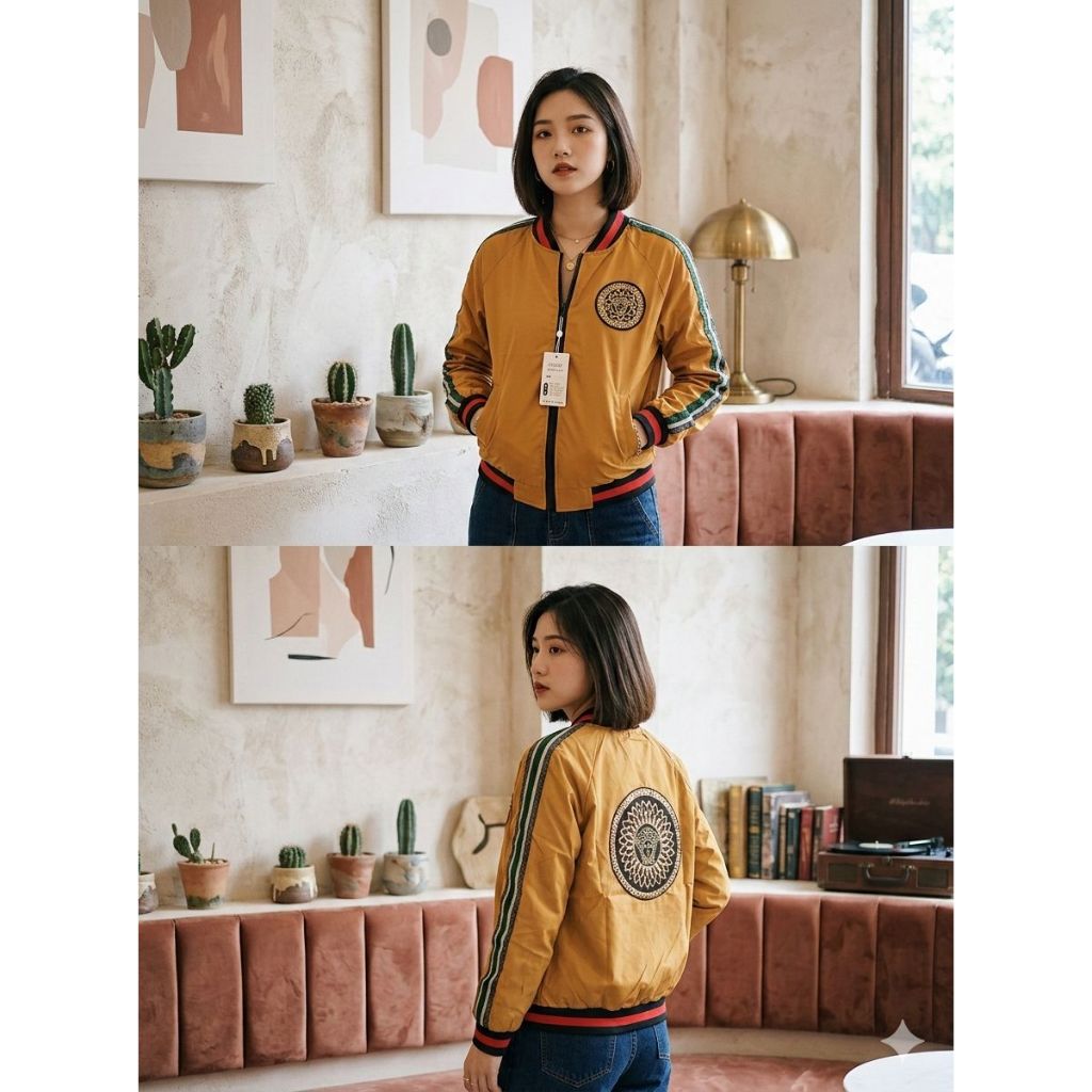 Jacket Bomber wanita import bahan parasut tebal jacket kekinian dan viral