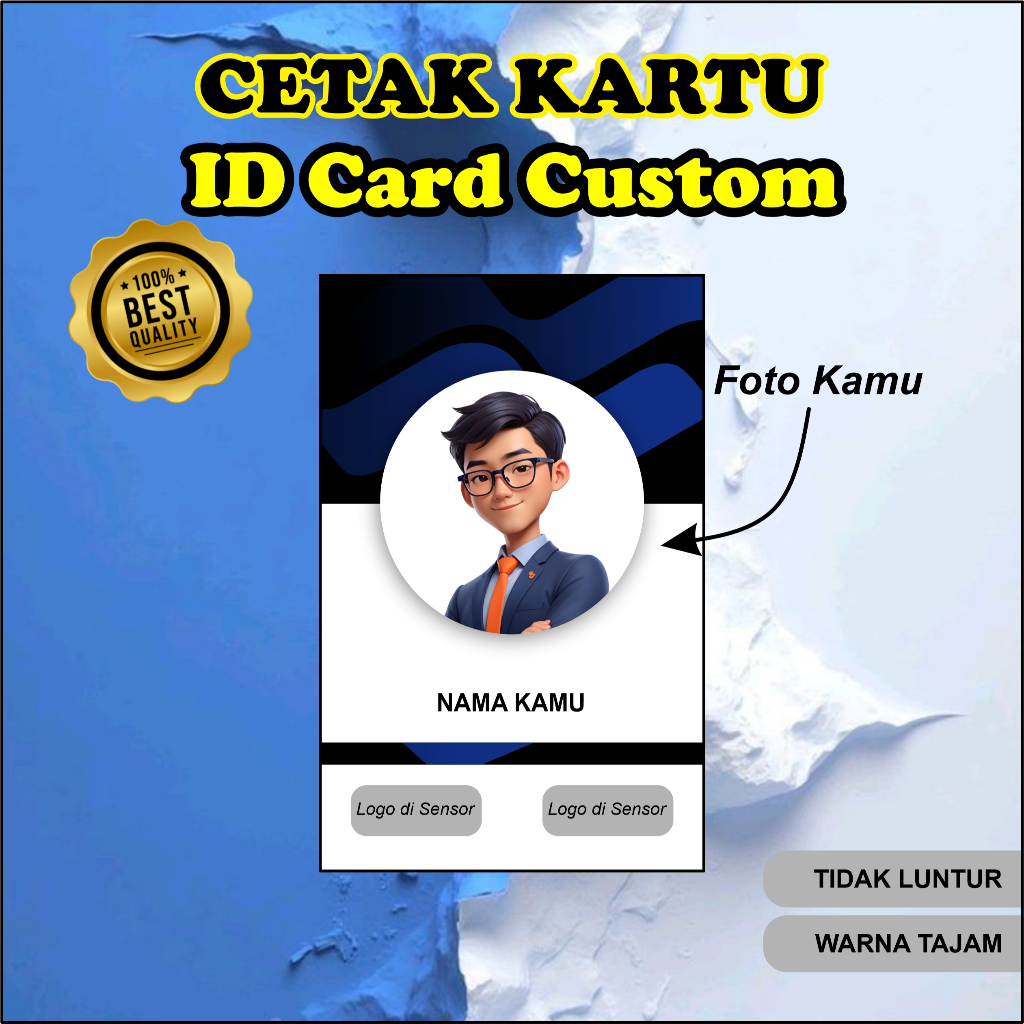 Custom Cetak ID Card Danantara Mandiri Glossy Satuan PVC 2 Sisi