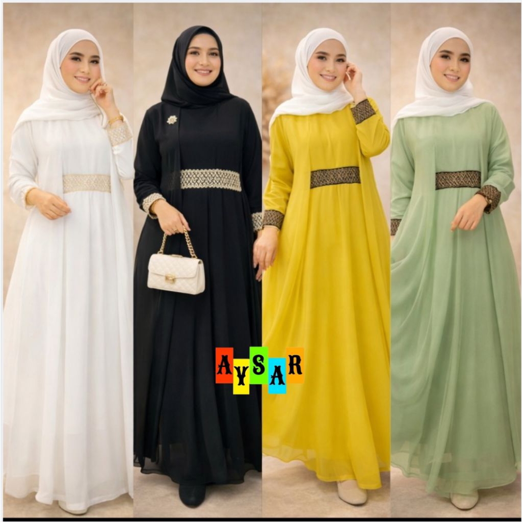 Gamis Wanita Muslimah Salsa Maxy Dress Mix Renda Adem Ukuran Jumbo Terbaru Di Ramadhan Sale 2026