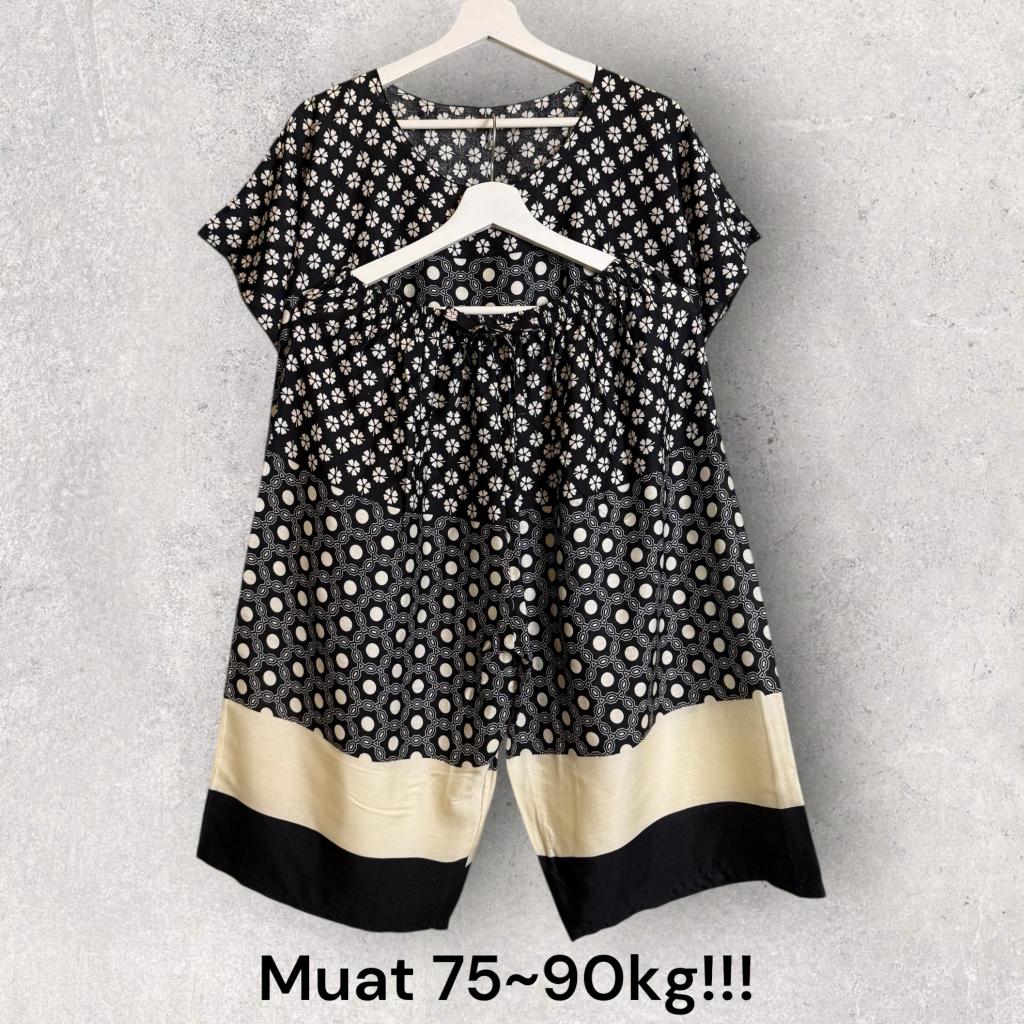MUAT 75-90KG SETELAN BAJU BALI SUPER JUMBO CELANA 3/4 KODE JXK FIT TO 4XL REAL PICT