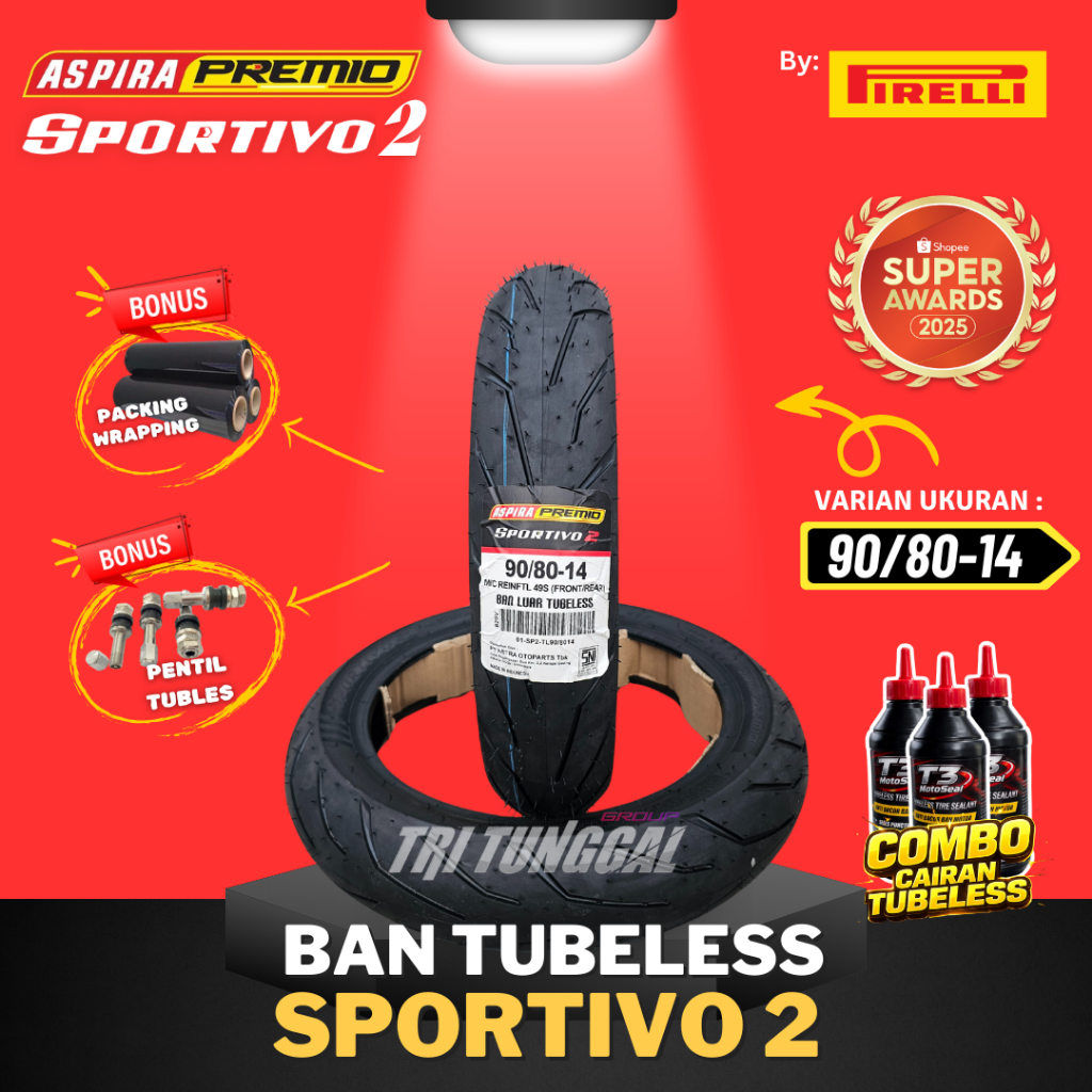 [READY COD] BAN ASPIRA PREMIO SPORTIVO 2 TUBELESS MEDIUM SOFT COMPOUND RING 14 / BAN MOTOR RING 14 M