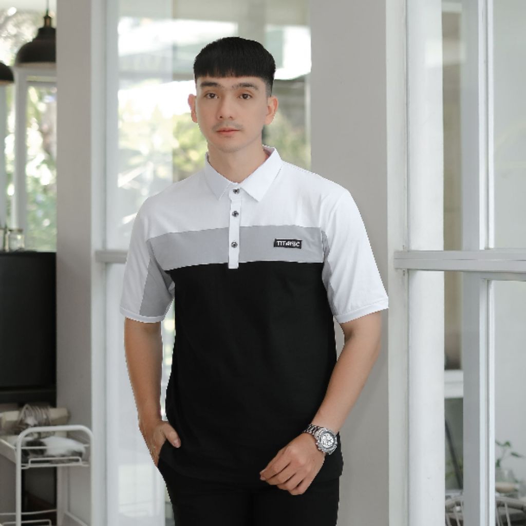 baju kaos kombinasi kerah viral kaos cowok kekinian