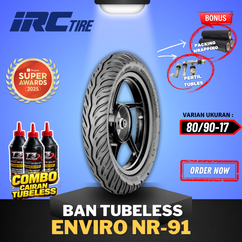 [READY COD] BAN IRC ENVIRO NR91 TUBELESS RING 17 80/90-17 / BAN IRC TUBELESS RING 17 / BAN IRC ENVIR