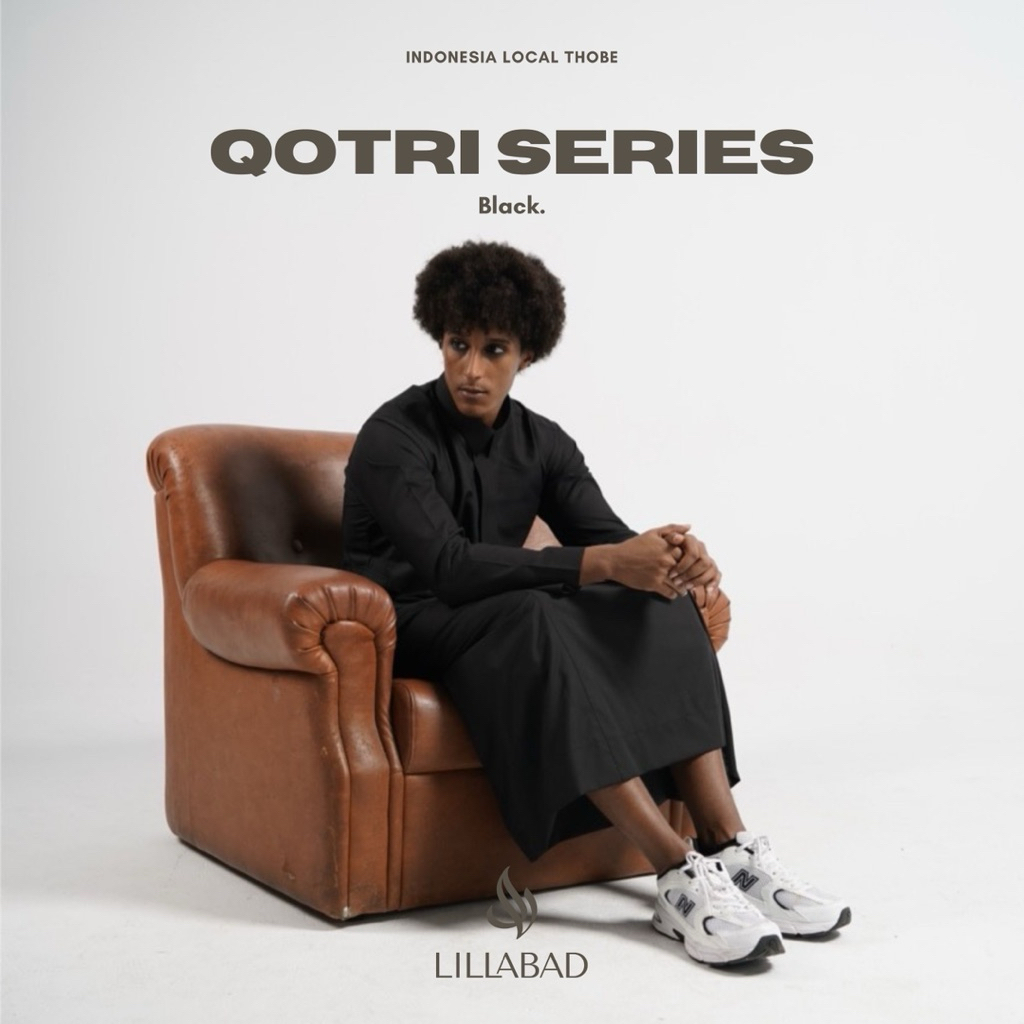 LILLABAD - QOTRI Series Black | Gamis Thobe | Gamis Pria Slimfit | Gamis / Jubah Pria Premium Slimfi