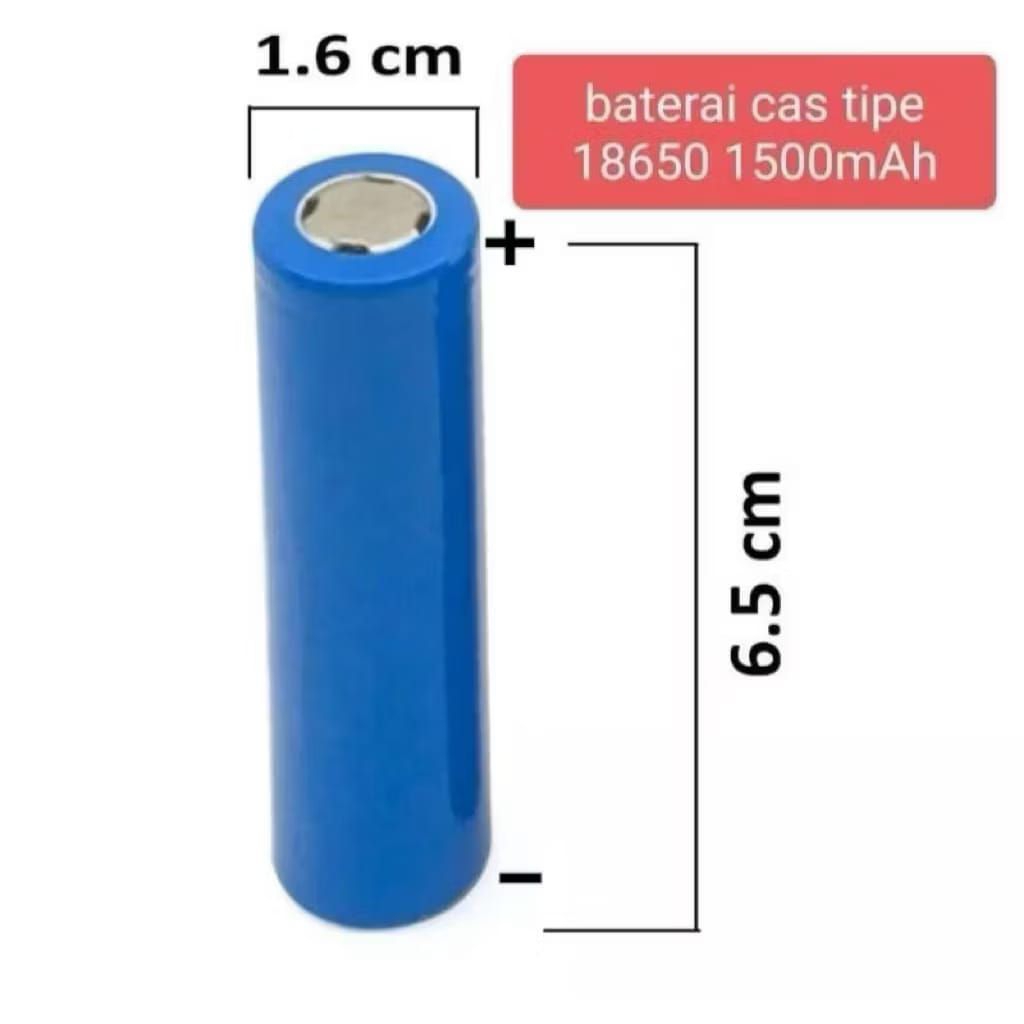 Baterai Cas 18650 1500mAh - Biru Polos, Tahan Lama, Mudah Dicas