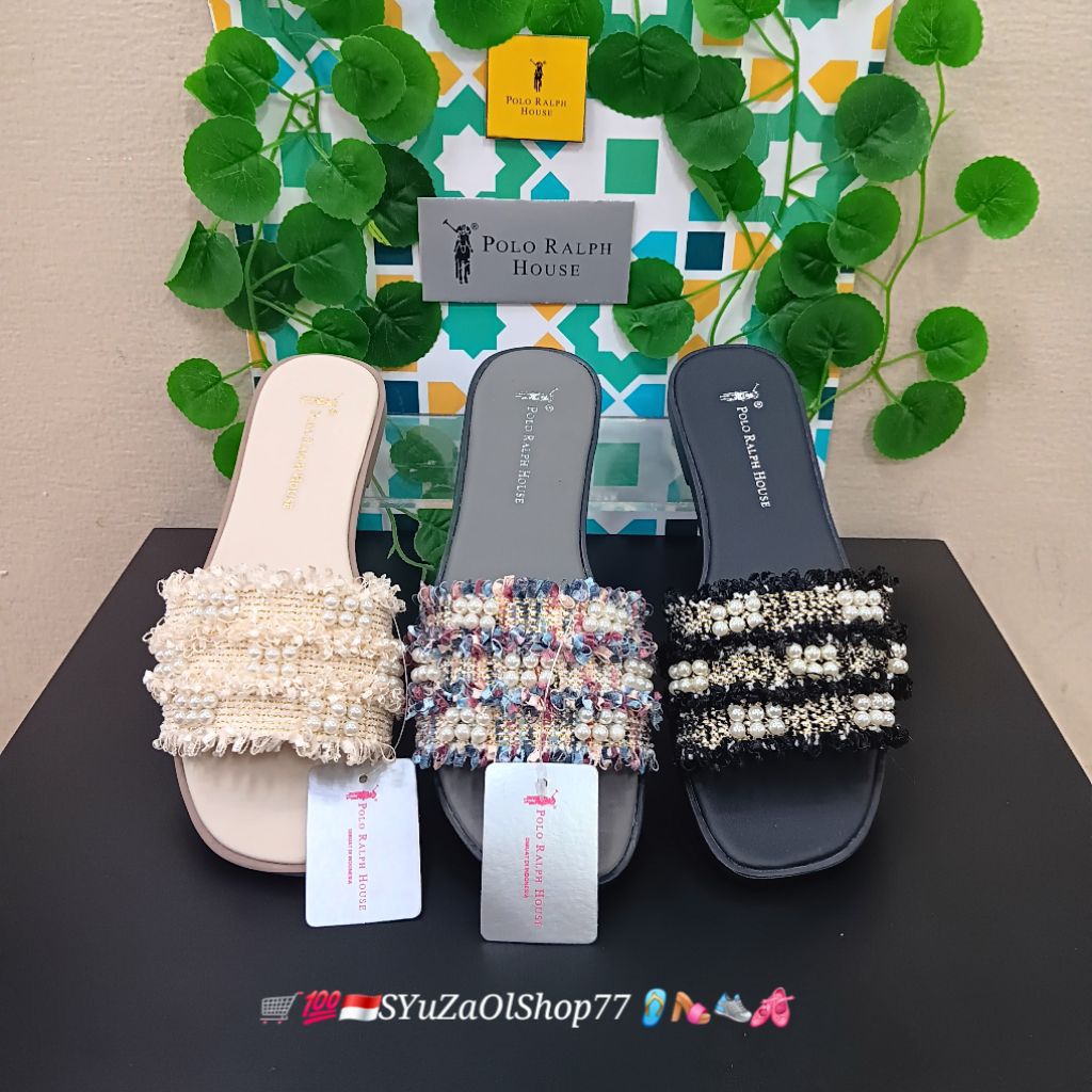 [Bisa COD/100% Original/Art RM 53] Sandal Wanita POLO RALPH HOUSE/Sandal Wanita/Sandal Slide Wanita/