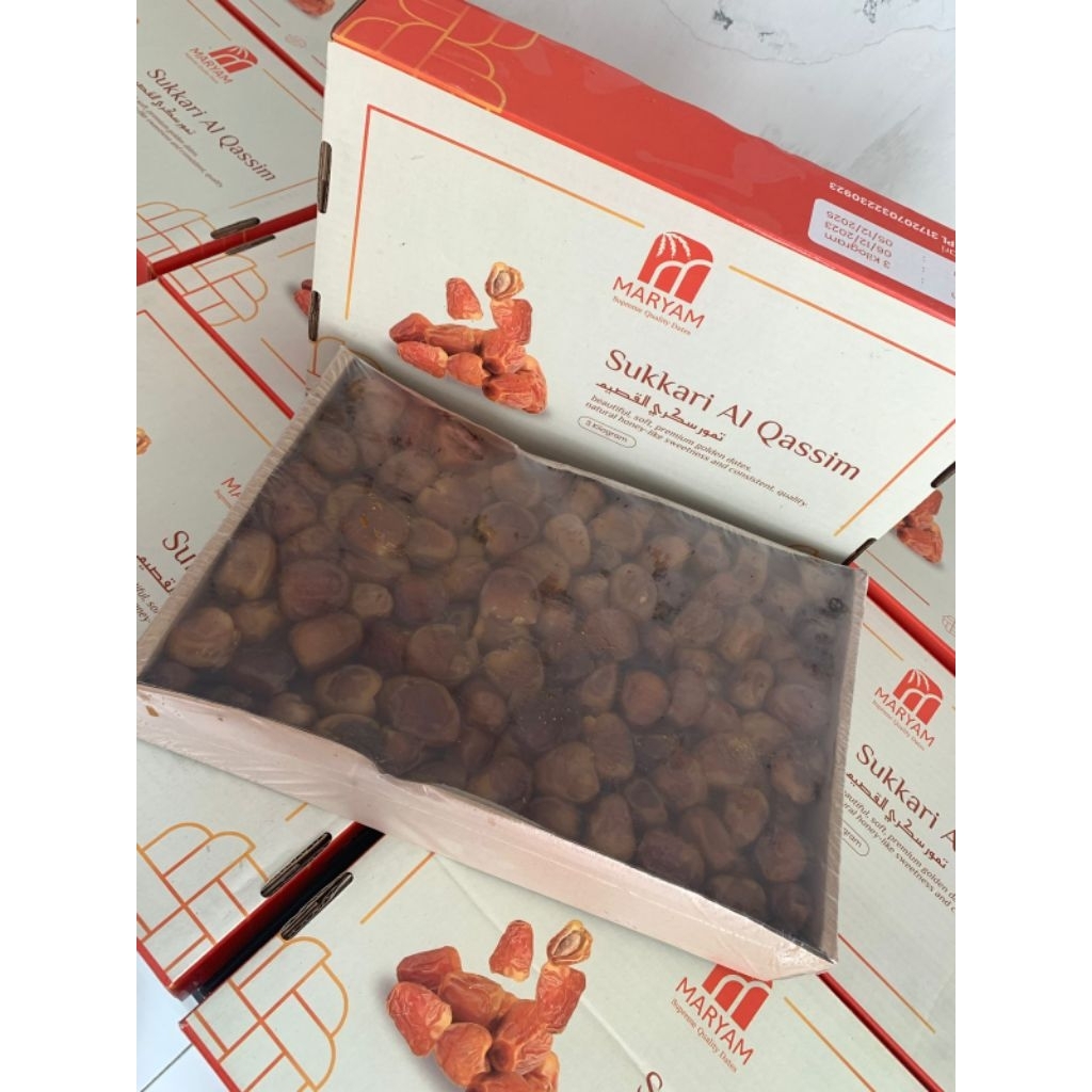 Premium Dates Kurma Sukkari Al-Qassim Maryam Kurma premium 3 Kg