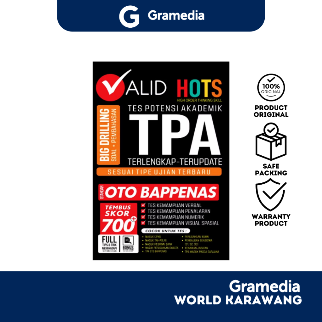 Gramedia Karawang - Buku Referensi - Valid HOTS TPA : Big Drilling Soal + Pembahasan -Tim Pustaka Ce