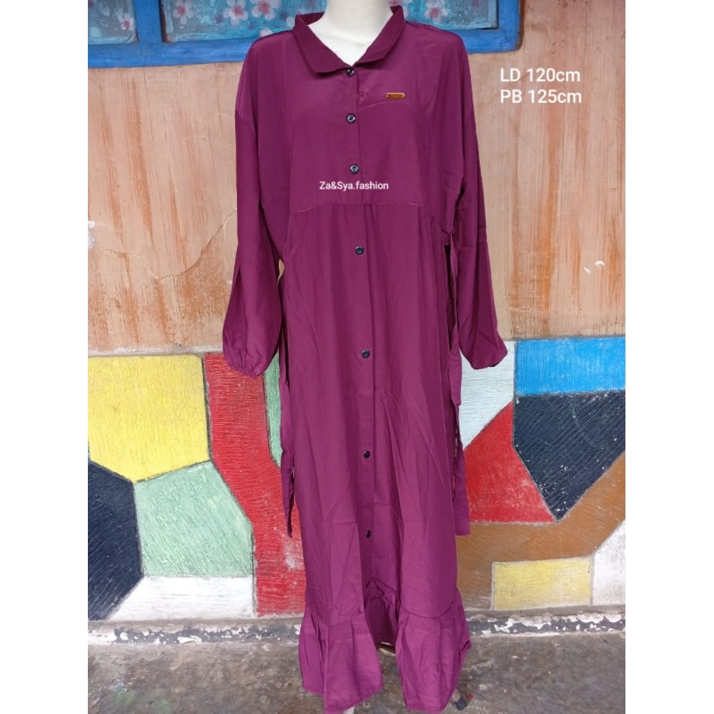 gamis dewasa bahan yoris warna Burgundy