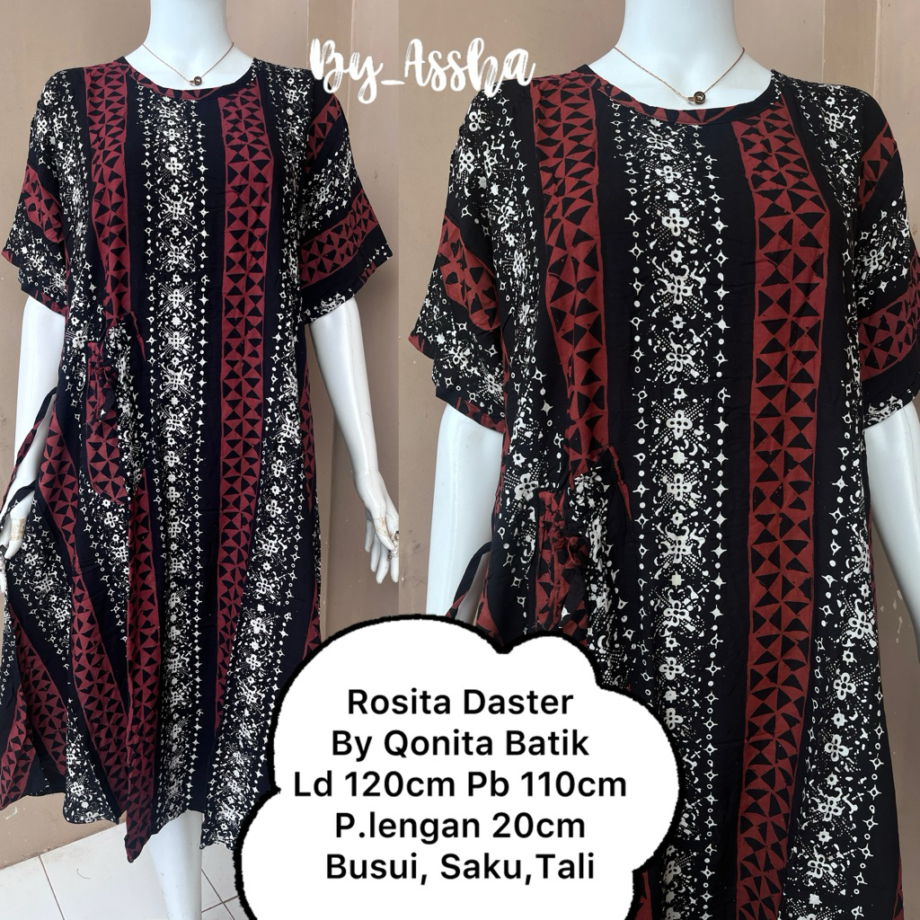 Daster Qonita Batik Pekalongan Rosita Saku sogan