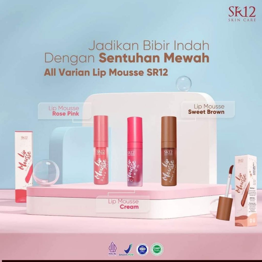 SR12 Lip Mousse - BPOM & Wudhu Friendly - Aman Busui/Bumil