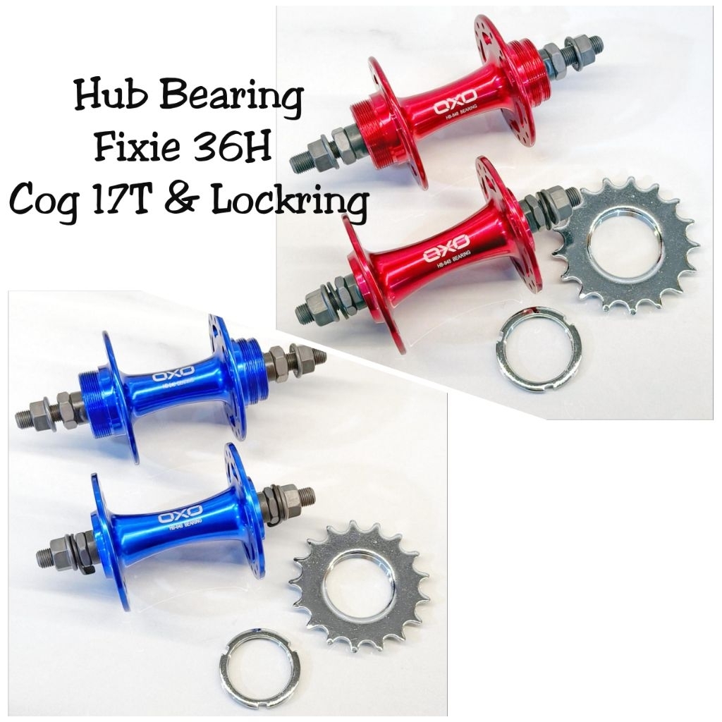 HUB FIXIE OXO HB847 HB 848 17T COG & LOCK RING 36H 36 HOLE & 32H 32 HOLE 2 BEARING SINGLE SPEED