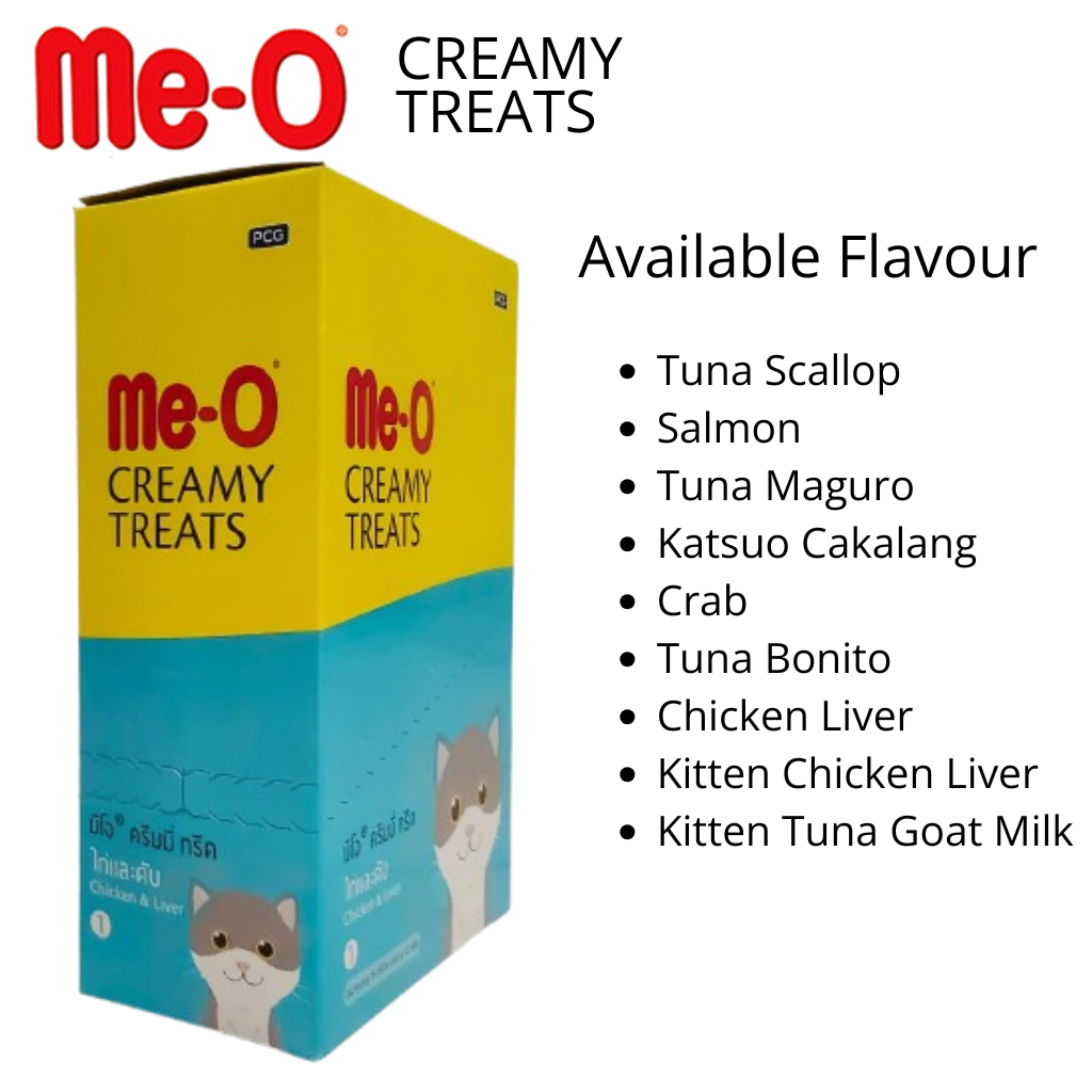 Meo Creamy Treats, Snack Kucing Creamy, Cat Treats, Lickable Treat Meo Kemasan Dus, Per Dus 12pcs