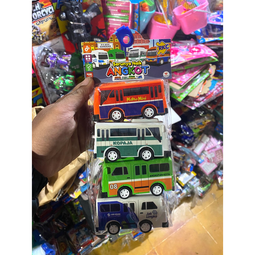 Mainan Anak Miniatur Angkot 4Pc Pullback