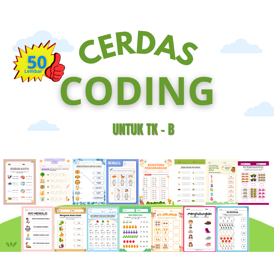 Lembar Kerja Anak TK B (5-6 Tahun) - 50 halaman Aktivitas Main Sambil Belajar I Tanpa Gadget