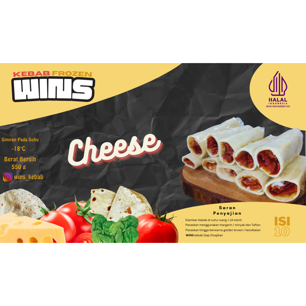 Kebab Mini Frozen Full Daging isi 10 Rasa Keju - Wins Kebab KP
