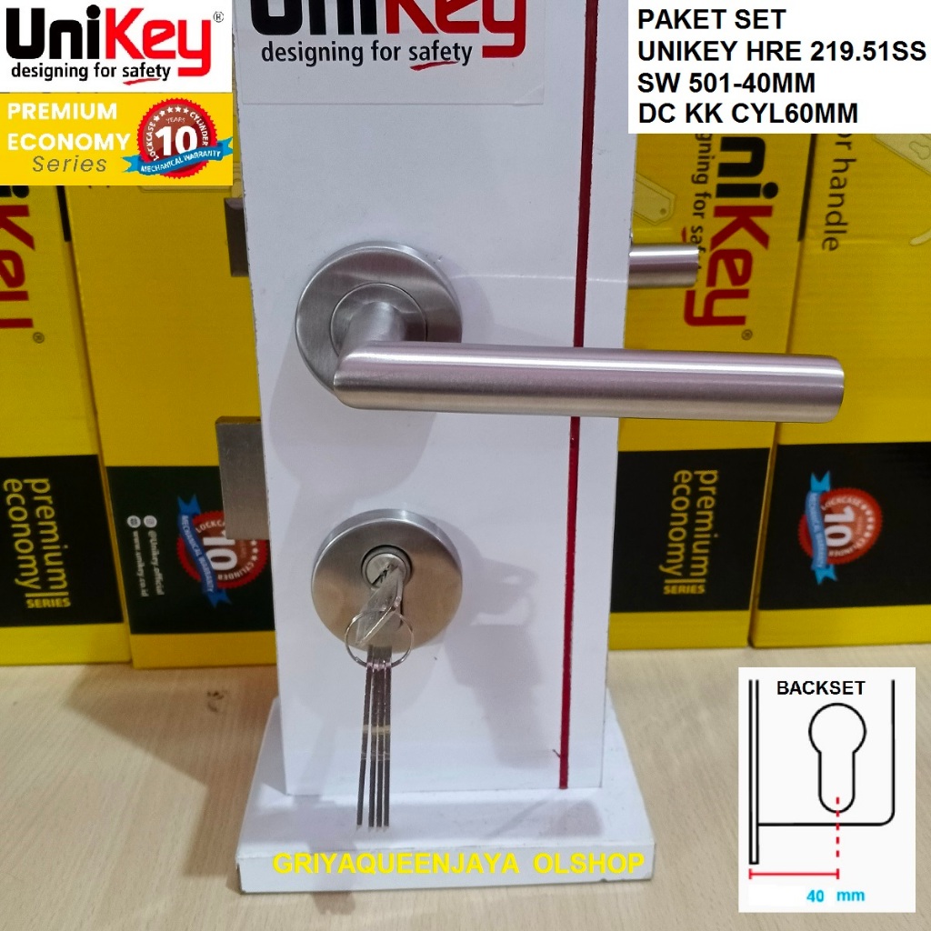 Handle Set Unikey HRE 219.51 SS Stainless Paket Set Lengkap Komplit