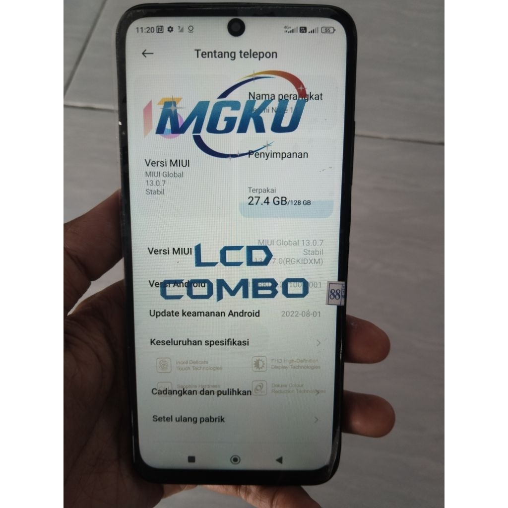 mesin redmi note 11 4/128 unit